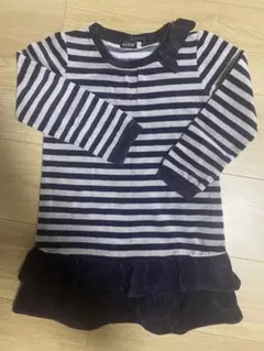 BeBeストライプ柄フリルワンピース 110cm