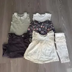 petit main ブラウス、スパッツ5点セット(90、100)