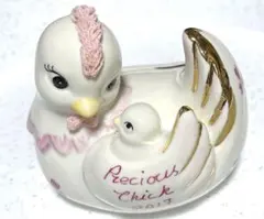 アイリッシュドレスデン　干支　酉年　鳥　ピンク フィギュリン