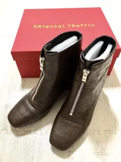 Oriental Traffic ブーツ　スクエアトゥ　ブラウン　L 美品