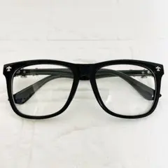 新品 伊達メガネ シルバー装飾 クラシック ブラック 男女 めがね CH248