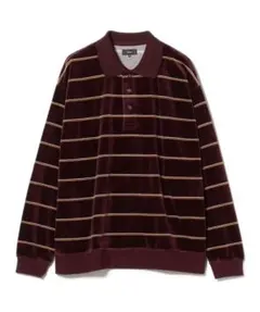 BEAMS ベロア ボーダー ポロシャツ 長袖のサムネイル