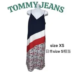 【美品】トミージーンズ トリコロール キャミワンピ 総柄 レーシングロゴ Sのサムネイル
