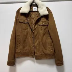ZARA ボア襟ブラウンジャケット