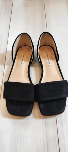 FABIO RUSCONI ブラックフラットパンプス