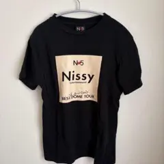 ニッシー プリント Tシャツ クルーネック半袖 M 黒 綿 ライブ デイリー