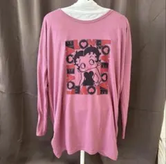 Betty Boop ベティーブープ 長袖 ピンク Tシャツ ベティちゃん Mのサムネイル