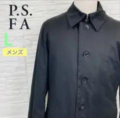 【美品】P.S.FA ステンカラーコート L 黒 ライナー取外可 ストレッチ
