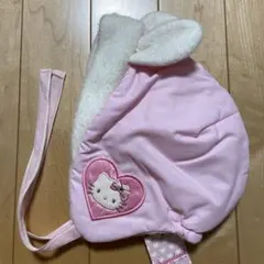 キティ　耳付き帽子　ピンク