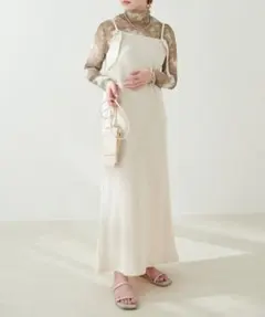 ナチュラルクチュール ワッフルキャミワンピース アイボリー 【F】
