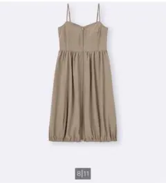 GU フロントジップバブルヘムワンピース Sベージュ