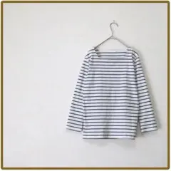 センスオブプレイス カットソー 長袖 ロンT ボーダー 白×黒 スクエアネック