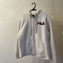 FILA フード付きフリースジャケット ホワイト　L