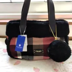 新品 ブルーレーベルクレストブリッジ♥ファー付きバッグとポーチチャーム2点セット