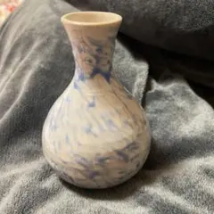 レトロ 手描き 花瓶 青と白のマーブル模様の一輪挿し