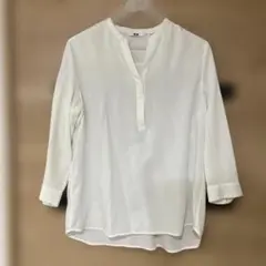 UNIQLO スキッパーカラー 長袖ブラウス ホワイト