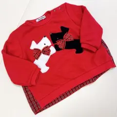 familiar 赤犬刺繍トレーナー 90