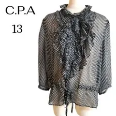 【6月より値上げ】最終価格　C.P.A☆シフォンブラウス　ドット柄　ブラック　L