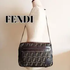 FENDI フェンディ ズッキーノ FF キャンバス レザー ショルダーバッグ