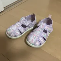 キッズサンダル 紫色 花柄 ベルクロ式のサムネイル