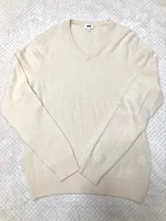 UNIQLO カシミヤ100%Vネックセーター M オフホワイト