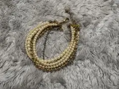 【結婚式】パールと金属の多層ブレスレット
