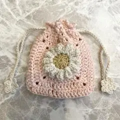 グラニースクエア　お花　巾着　ハンドメイド
