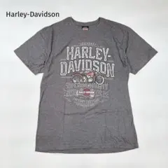 ハーレーダビットソン 半袖 Ｔシャツ 両面プリント Ｌ 霜降りグレー
