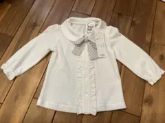 ホワイト長袖シャツ・ドットリボン付き