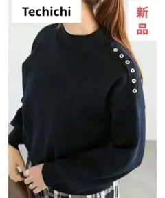 [新品]Techichiスタンドホルダーメタルボタンニットブラック