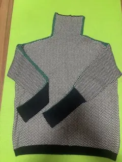 ジグザグパターン タートルネックニット