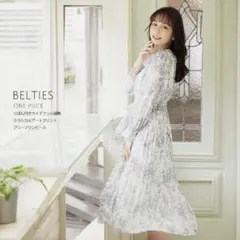 tocco closet クラシカルアートプリントプリーツワンピース