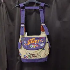 ●訳あり●rough●ラフ●リュックサック●Rマン●刺繍●アップリケ●パープル●