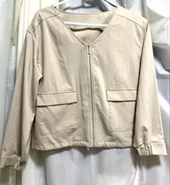 VIS ノーカラージャケット　ベージュ