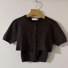 AMOMENT CROP BUTTON CARDIGAN SET S レッド - メルカリ