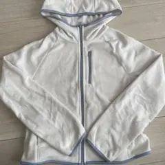 UNIQLOライトフリースフルジップパーカ(長袖)ホワイト　ライトブルー