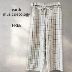 アースミュージック＊チェック柄 ワイドパンツ ガウチョパンツ 【FREE】