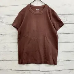 ユニクロU Tシャツ 半袖 M ブラウン 綿100 カジュアル レディース