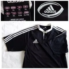 【4XO】【US- XL】 アディダス 黒 練習着 ラグビー Tシャツ ユニ