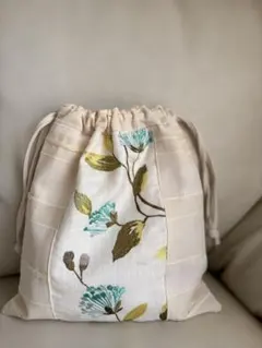 Suwato 様専用2点 メード巾着トート　水色大きなお花の刺繍