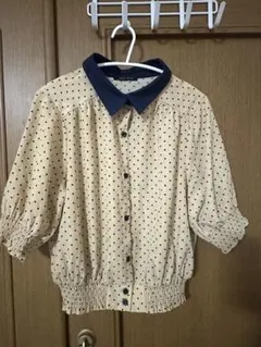 CHIP CLIP ドット柄五分袖ブラウス