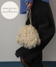 新品 SENSE OF PLACE スパンコールバッグ アイボリーのサムネイル