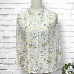 【ニコアンド】長袖ブラウス　花柄　長袖　トップス　総柄　オープンフロント　4