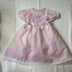 Rare Editions ピンクフラワーモチーフ ボリュームワンピース 120