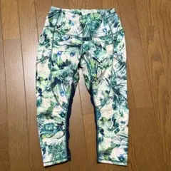 ヨガパンツ レギンス M ボタニカル柄 メッシュ切替