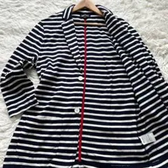 極美品✨ビームス テーラードジャケット ボーダー 洗える ストレッチ 紺