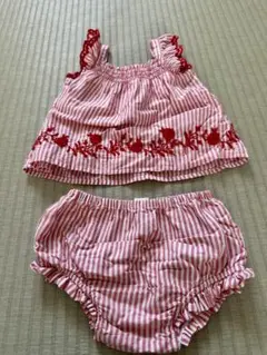 baby GAP 赤と白のストライプ ベビー服セット 6-12ヶ月