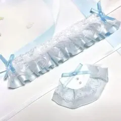 ★No.1527 にじぱぺっと ぬい服 ヘッドドレス スタイ 青 水色