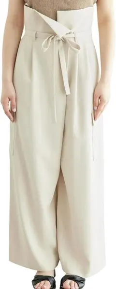 美品【ROPE' PICNIC】 アシンメトリータックパンツ 40 ベージュ系