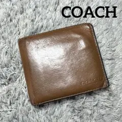 COACH コーチ 二つ折り財布 本革 レザー ブラウンのサムネイル